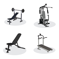 Gym and cardio machines drawing